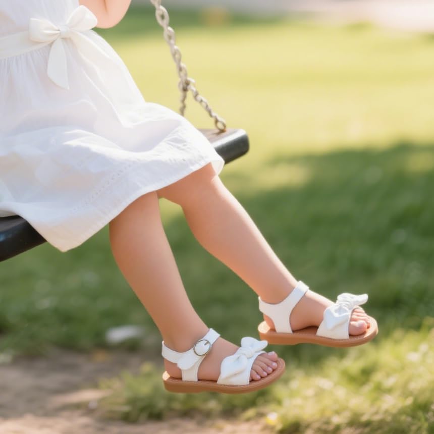 Image of ESTINE Toddler /Little Kid Girls Bow Open Toe Flat Evening Dress Sandals