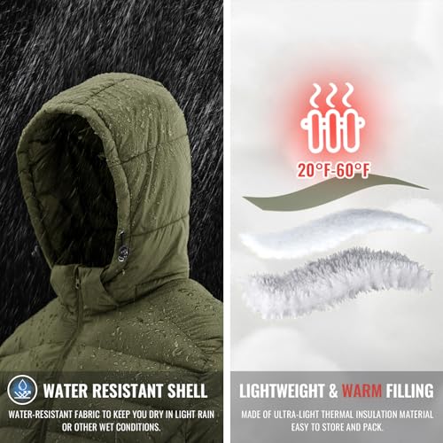 Image of Rdruko Men's Puffer Jacket with Detachable Hood Lightweight | Water Resistant, Insulated, Winter Puffy Coat, 4 Pockets