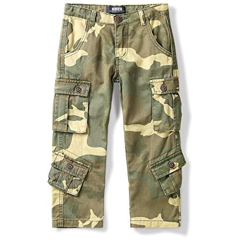 Aeslech Boys' Camo Cargo Trousers with Pockets Cover