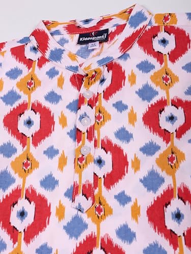 Image of KiddoPanti Boys 100% Cotton Ethnic Motif Printed Short Length Kurta