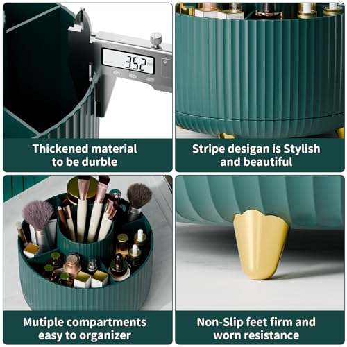 Image of fanado 360 Rotate Makeup Brush Holder Organizer, Makeup Organizers Countertop, Makeup organization and Skincare Storage for Vanity, Desktop, Bathroom (Green)