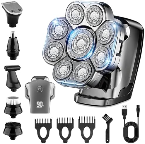 Amazon.com: Head Shaver 9D, 6-in-1 Electric Razor for Men, Rechargeable ...
