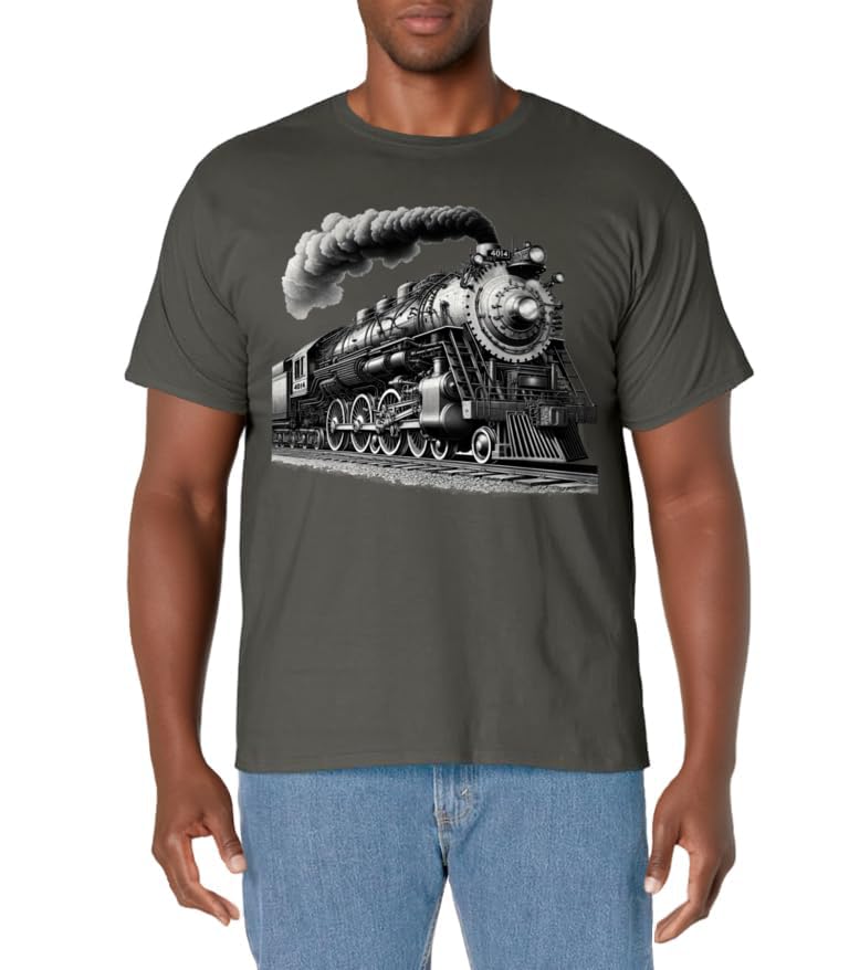 Steam Locomotive Train Vintage 1940s Style Engine Railroad T-Shirt