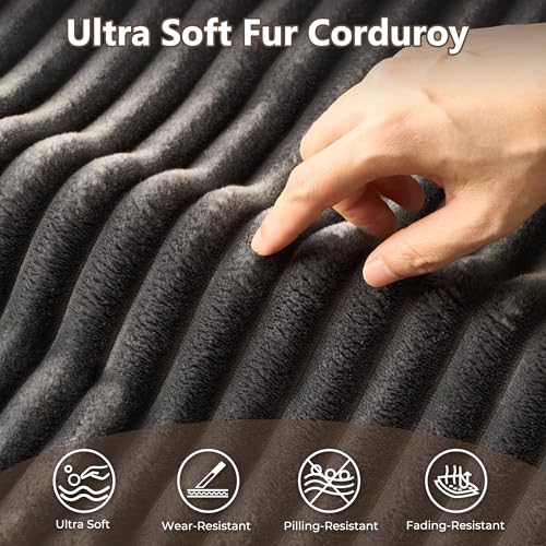 Image of HOOOWOOO Cloud Sectional Couch for Living Room,Modular Sectional Sofa No Assembly,Matching Plush Corduroy Ottoman(Gray)
