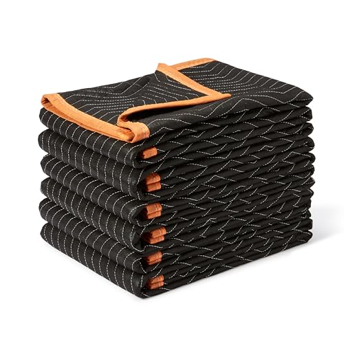 Amazon Basics Moving Blankets, 72' x 80', Pack of 6, Black