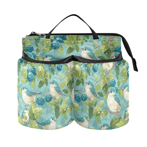 Suitcase Cup Holder Foldable Mint Color Spring Sparrow Water Bottle Carrier Hold Two Coffee Mugs for Travelling Women Men