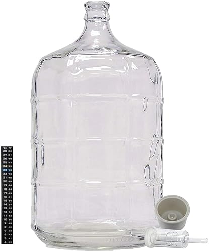 Home Brew Ohio Carboy de vidrio de 5 galones con tapón perforado, esclusa de aire de tres piezas y termómetro de doble escala