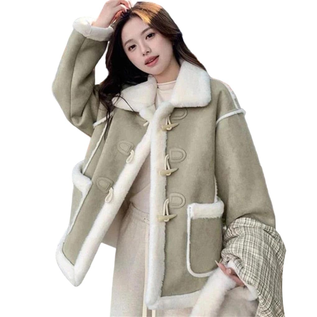 Women's Korean College Style Fleece Jacket Autumn Winter Casual High Street Coat