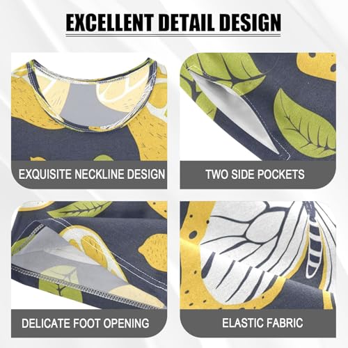 senya Short Sleeve Pajamas Sets Summer Cotton Sleepwear Butterfly Lemon Simple Stroke4