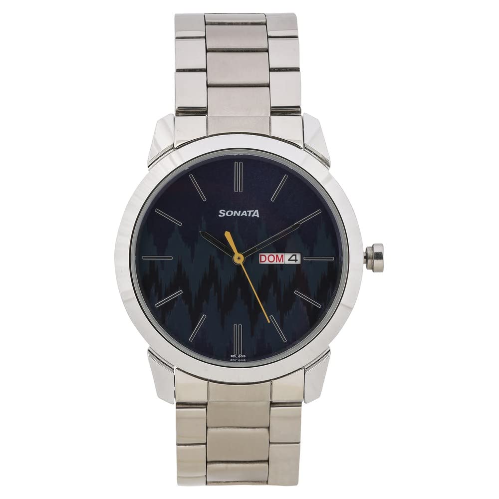Sonata Knot Blue Dial Stainless Steel Strap Watch for Men-NS77107SM01 (B0BS3LWNMT) Amazon Price History, Amazon Price Tracker