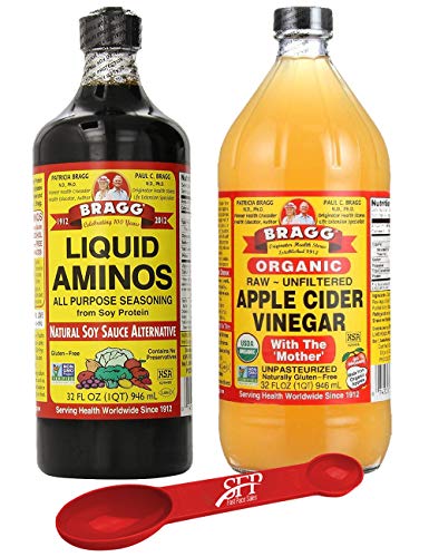 Braggs Organic Health Saver Package: Braggs Organic Liquid Aminos 32 oz + Bragg's Apple Cider Vinegar Organic Raw Unfiltered, 32 Oz