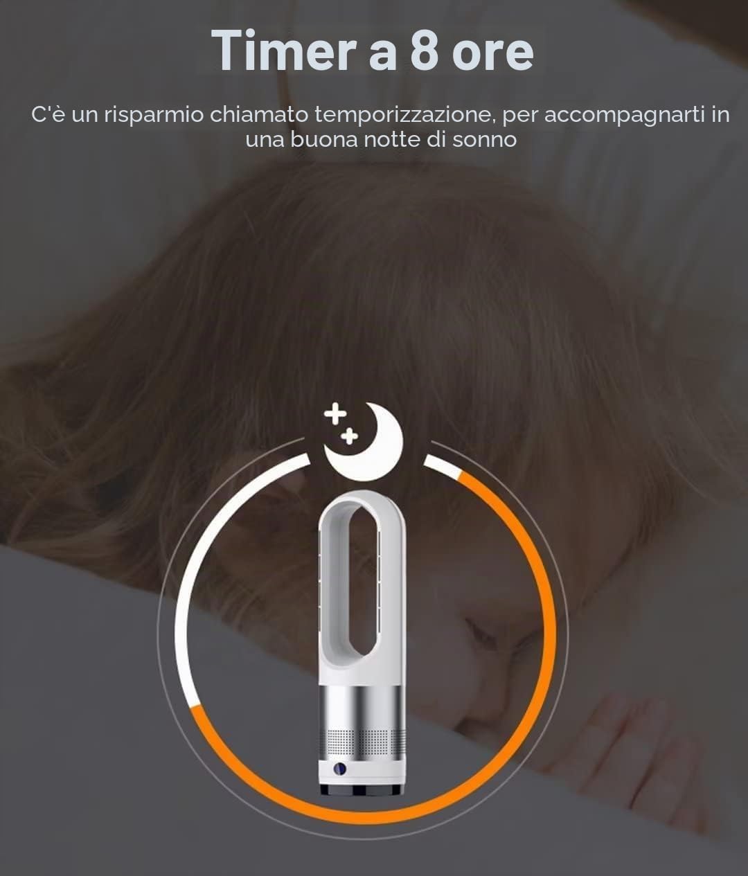 Termoventilatore Senza Pale Torre Calda Fredda purificatore d'Aria Telecomando Timer 8ore velocità oscillante 18" 80°ventilatori circolanti Interni Ufficio Camera Letto casa