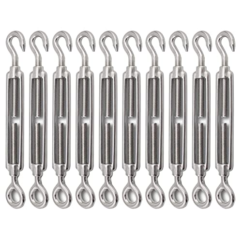 FVIEXE 10Pack M6 Turnbuckle Hook and Eye, Stainless Steel...
