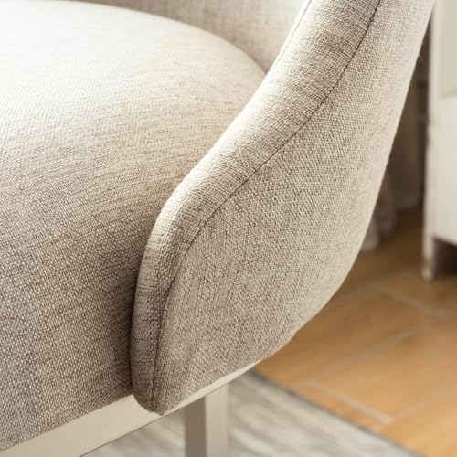 Leick Home 10133PW/OL Butaco Barrelback con Base de Metal, Set de 2, para Barras Altas y Mesas Elevadas, Asiento Moderno en Lino Beige y Base Metálica Pewter | Patas Niveladoras Ajustables, Independiente, Estilo Contemporáneo/Moderno miniatura 6