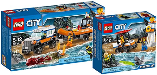 Preisvergleich Produktbild LEGO City 60165 - Geländewagen mit Rettungsboot + LEGO City 60163 - Küstenwache-Starter-Set