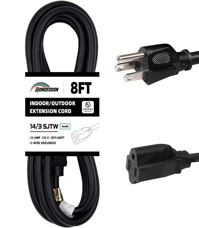HONDERSON 8 Ft Black Outdoor Extension Cord