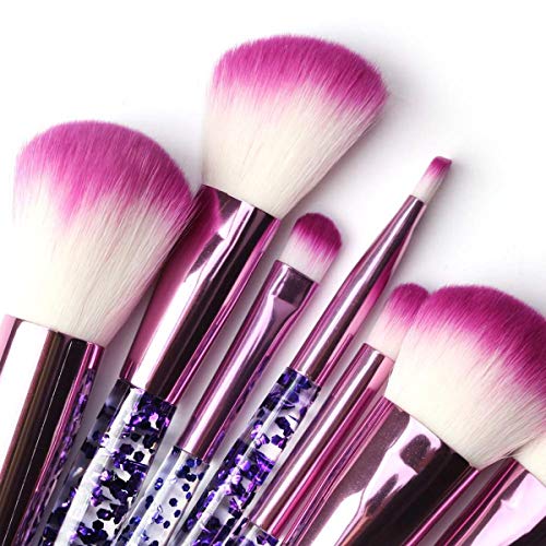 Kingtree Makeup Brush Set 10 PCS Stylish Glitter Handle Makeup Brushes Professional Face Powder Foundation Blending Blush Eye Shadow Eyeliner Lip Cosmetic Brush
