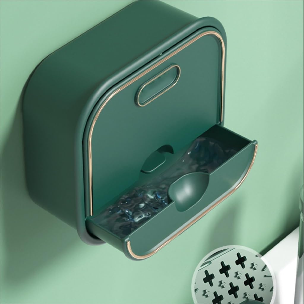 Mydelniczka, Pack of 2 Wall Mounted Draining With Cover White Green(White+green)