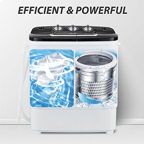 Outspurge Portable Washing Machine, 17.6Lbs Mini Washing Machine Washer(11Lbs) & Spiner(6.6Lbs),Washer And Dryer Combo With Premium Metal Bucket For Apartments, Camping, College, Rv, Black #TOP5
