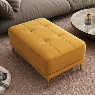 Modern Button Tufted Footrest Ottoman Bench | Upholstered Fabric Ottoman Stool with Metal Legs | Multipurpose Foot Stool, Coffee Table, Vanity Seat & Extra Seating for Living Room, Bedroom & Office-image-35