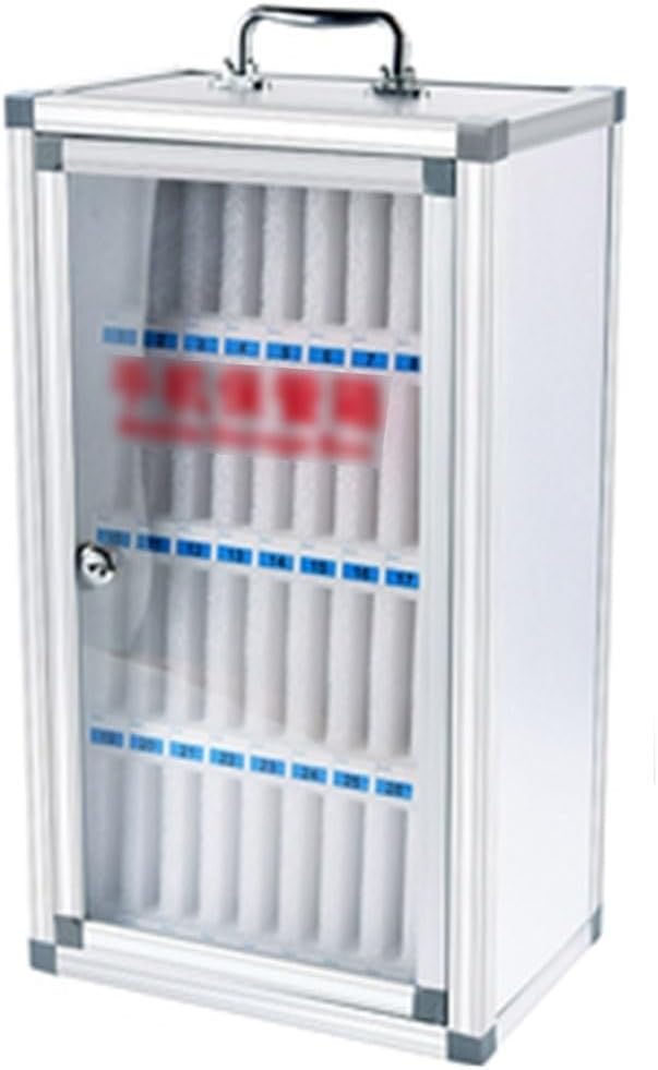 Cell Phone Locker Box for Classroom with Door Locks and Keys Clear Acrylic Jail Storage Cabinet，Aluminum Alloy Wall-Mounted Mobile Phone Locker Cabinet Organizer - Secure Storage Box with Lo