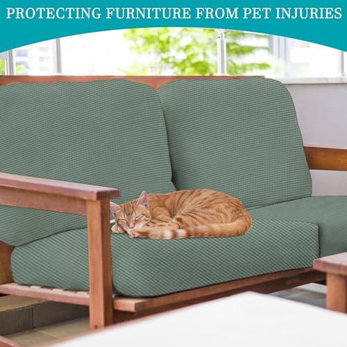 Image of BIETYONE 14Pcs Stretch Patio Cushion Covers,Outdoor Couch Covers Replacement,Outdoor Couch & Sofa Slipcovers,for Patio Furniture Cushion Covers,Washable Reusable Furniture Protector (Cyan,Cover Only)