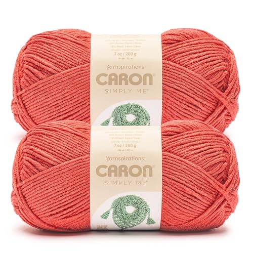 Image of Caron Simply Me, Soft Yarn for Crocheting, Ruby, 2-Pack | #5 Bulky Yarn, 62% Acrylic 20% Nylon 18% Wool, Soft Yarn for Knitting, Crochet, Hobby Crafts, 197yd, 160g /5.64oz per skein