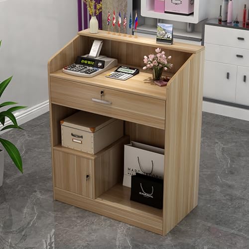 Comptoir de réception en bois moderne avec tiroirs sécurisés