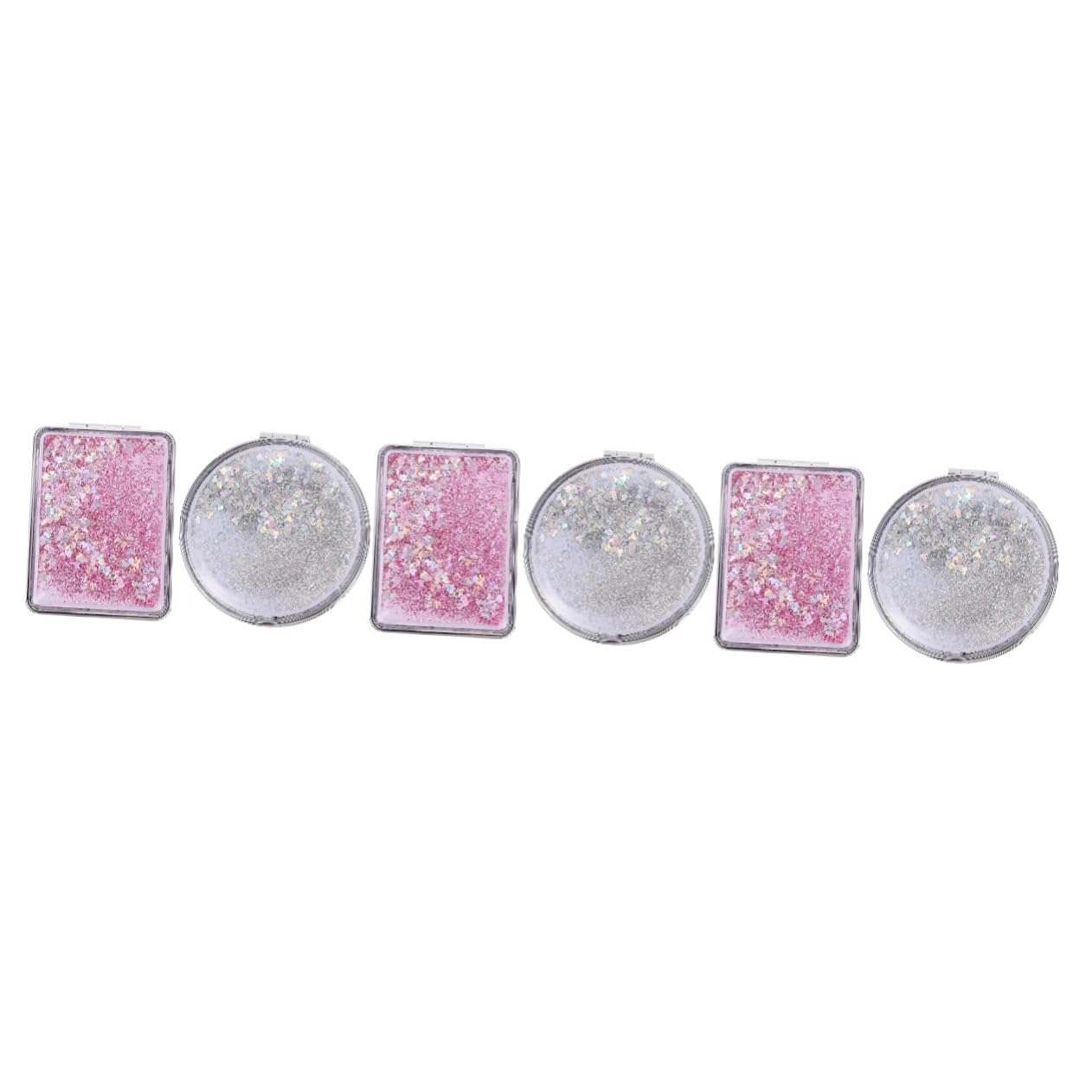 FRCOLOR Lot de 6 miroirs de Maquillage de Poche Miroir cosmétique Double Face Miroir Circulaire Petit Miroir cosmétique Accessoires de Maquillage Filles Cœur Double Miroir de Poche Femme Abs