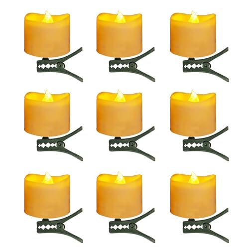 LEDキャンドルライト クリップ付き 9個セット LED ティーライト ゆらぎ LEDキャンドル 小型 ろうそく クリスマスツリー飾り クリスマス飾り ミニキャンドルランタン 室内 室外飾り