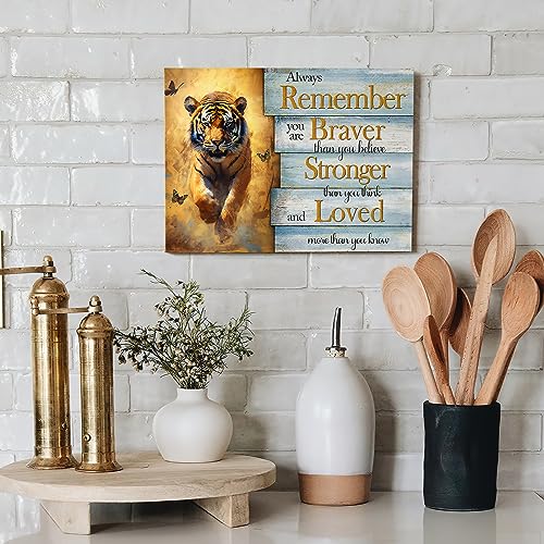 Luslya Motivational Tiger Canvas Wall Art Vintage Tiger Bathroom Painting Wall Decor Framed Inspirational Tiger Posters Home For Living Room Bedroom Bathroom Decoration 12X16 Inch thumb #3