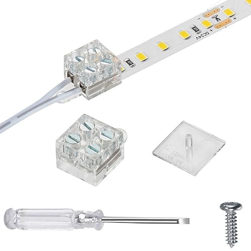 1 paquete de 0.394 in 2 pines tira de luz de tira LED tira de conector para cable Conector de luz LED COB Conector de luz LED sin soldadura para