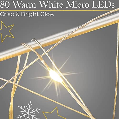 CHRISTOW Christmas Star Decoration, 35cm Warm White Micro LED Light, Indoor Mantelpiece Window Sill Table Ornament, Battery Operated with Timer