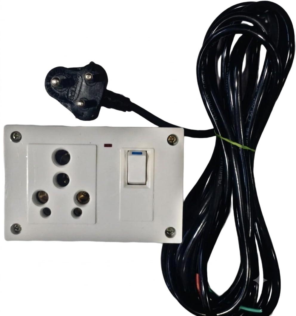 Heavy Duty Extension Board with 15 Amp Big Plug, 15 Meter Wire, White, On/Off Switch-image-32