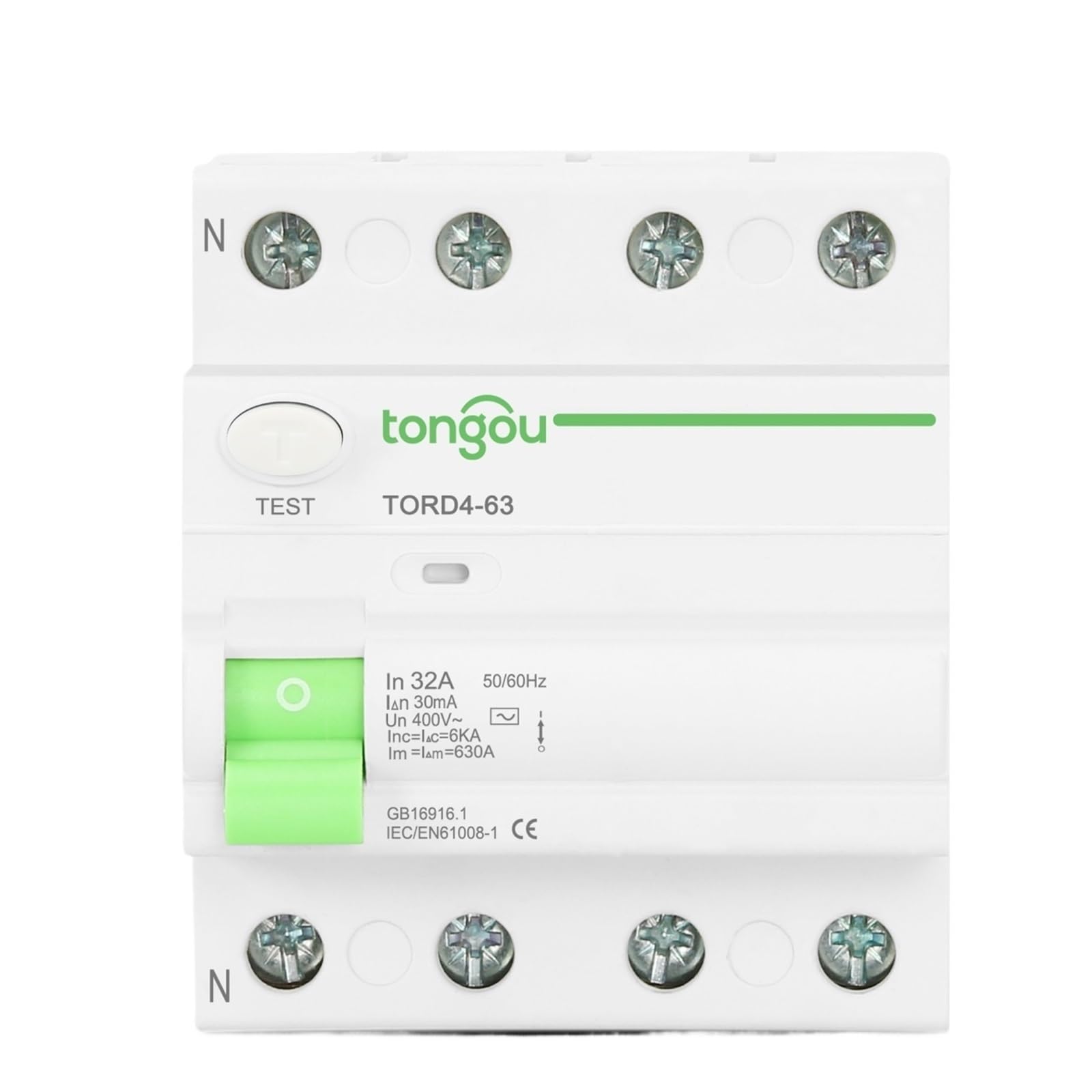 4P 40A 30mA 100mA 300mA 6KA RCCB RCD 230V Electromechanic Residual Current Circuit Breaker Differential Breaker Safety Switch(4 Pole 30mA,10A)