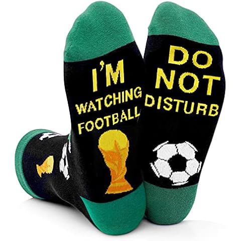 Funny Socks, Bitte Nicht Distören Ich Schaue Guch Football Funny Socks, Novelty Cotton Socks, Football Lovers Socks, Non-Slip House Socks, Winter Socks, Gift for Women, Men, Players, Green, One Size Cover