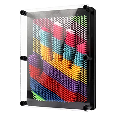 Xsltkby 3D Pin Art Board Toy - Large Size Classic Pin Impression Desk Toys Sculpture for Children Adults 6 x 8 inches (Colorful Plastic)
