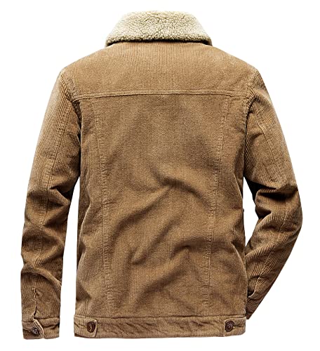 Men's Corduroy Jacket Winter Sherpa Fleece Trucker Jacket Fur Collar Warm Cowboy Coat2
