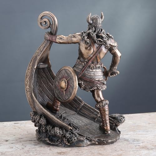 Estatua Decorativa Vikinga de Bronce Antiguo 9.5 In miniatura 4