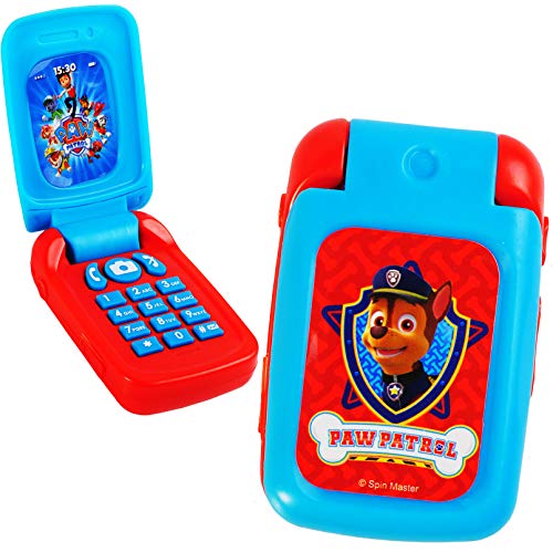 alles-meine.de GmbH Handy mit Sound -  Paw Patrol - Hunde  - für Kinder / Auto - elektrisches Kinderhandy - Klapphandy Telefon - Lernhandy / Kindertelefon zum Aufklappen - Spie..