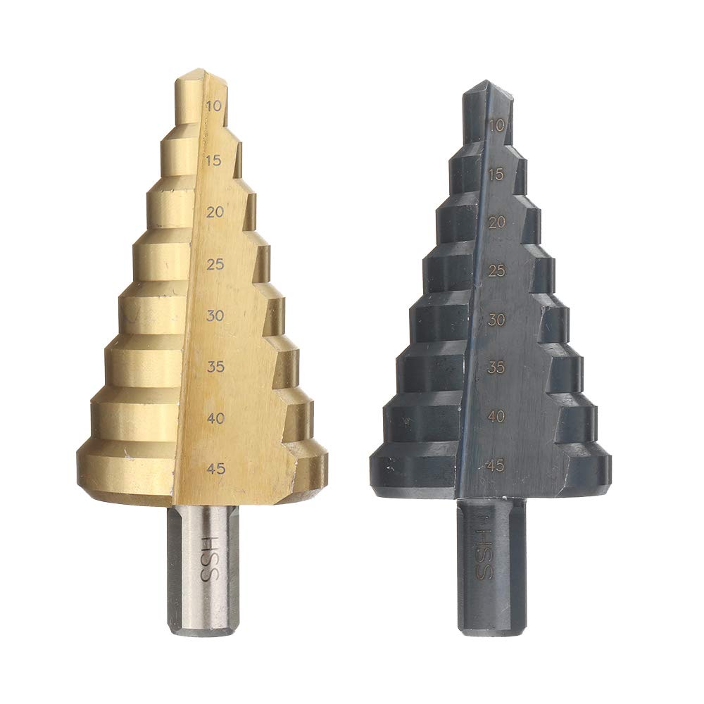 Broca escalonada de 10-45 mm Hss Paso de titanio o nitruro Recubrimiento de cono Broca de taladro - Oro