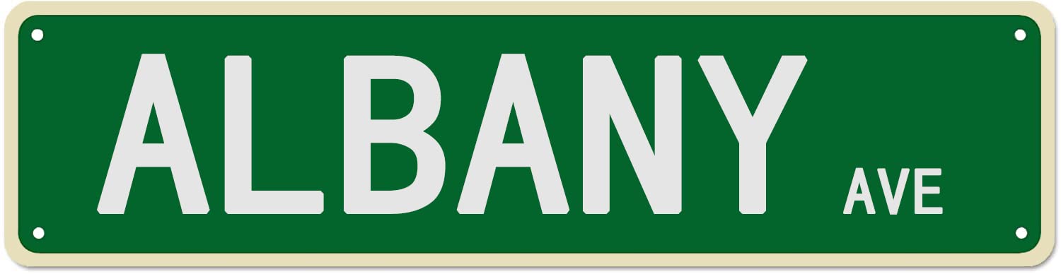 Albany Ave Retro Tin Signs Aluminum Metal Sign Art Plaque Home Kitchen Outdoor Garden Wall Non-Fade Funny Decor 4x16 Inch