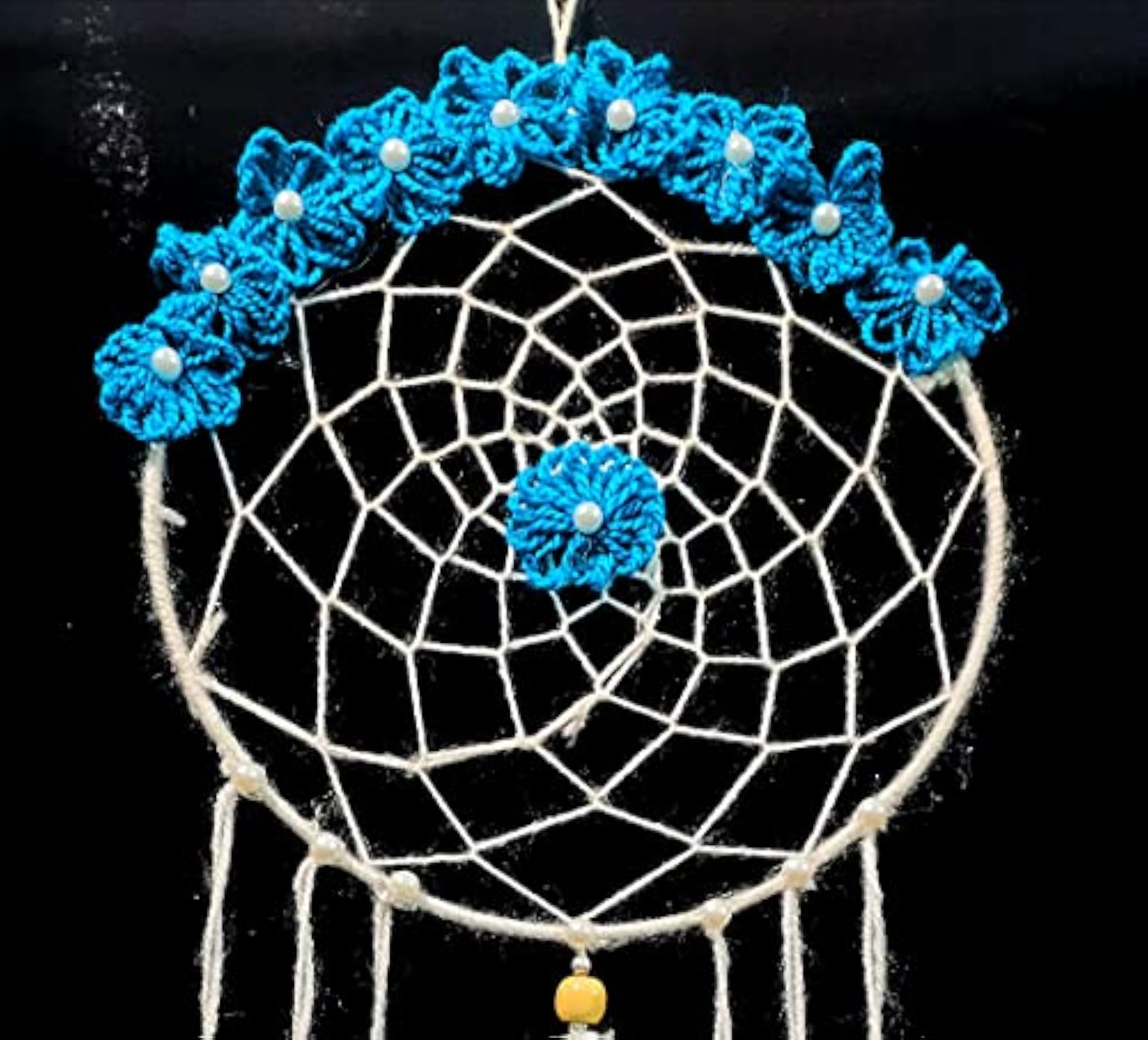 Handmade Dream Catcher (Marine Blue & White)