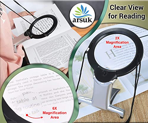 ARSUK Lente d'ingrandimento con luce e supporto