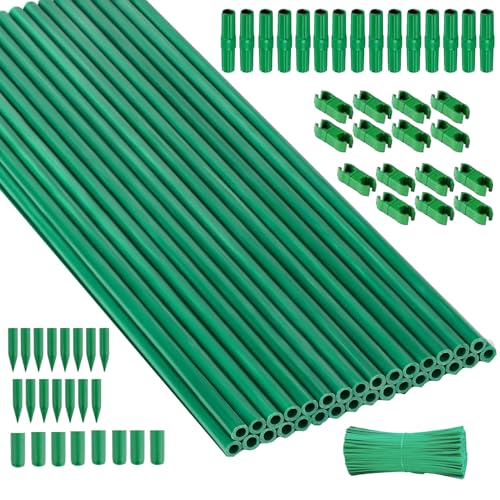 Garden Stakes 30Pack, DIY Tall Plant Support Stakes of 4Ft,5Ft,6Ft,7Ft, Fiberglass Plant Stake for Indoor & Outdoor Plants, Tomato Vegetable Stakes for Garden