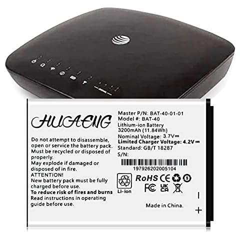 HUAENG BAT-40 Battery, (Upgraded) 3200mAh High Capacity Replacement Battery for AT&T IFWA-40 IFWA40 Mobile Hotspot Rechargeable Lithium-ion Battery Cover