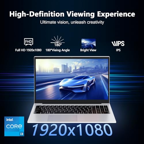 Image of Laptop Gaming,with Backlit Keyboard-Core Laptop i3 (2C /4T, Up to 3.2GHz), 12GB DDR4 RAM+512GB NVMe SSD, 15.6 inch FHD IPS 180 Viewing Angle, WiFi&Bluetooth-Aluminum Portable Laptop Computer-Metallic Grey
