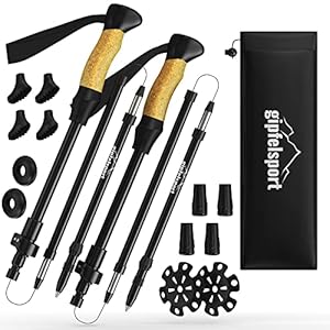 gipfelsport Faltbare Wanderstöcke I Teleskop Trekkingstöcke mit Tasche I Wanderstock, Teleskopstöcke für Wandern, Hiking…