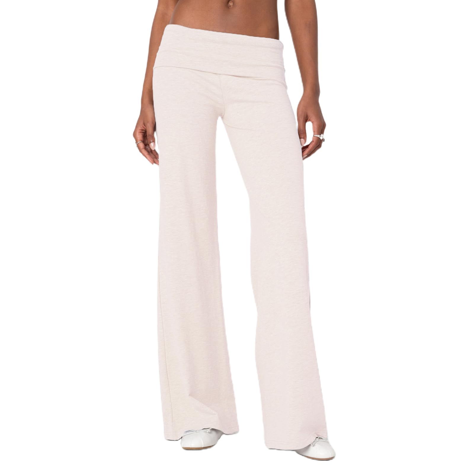 Lounge Yoga Pants for Women Fold Over Low Waist Wide Leg Sweatpants Flare Leggings Bell Bottoms Y2K Foldover Pants