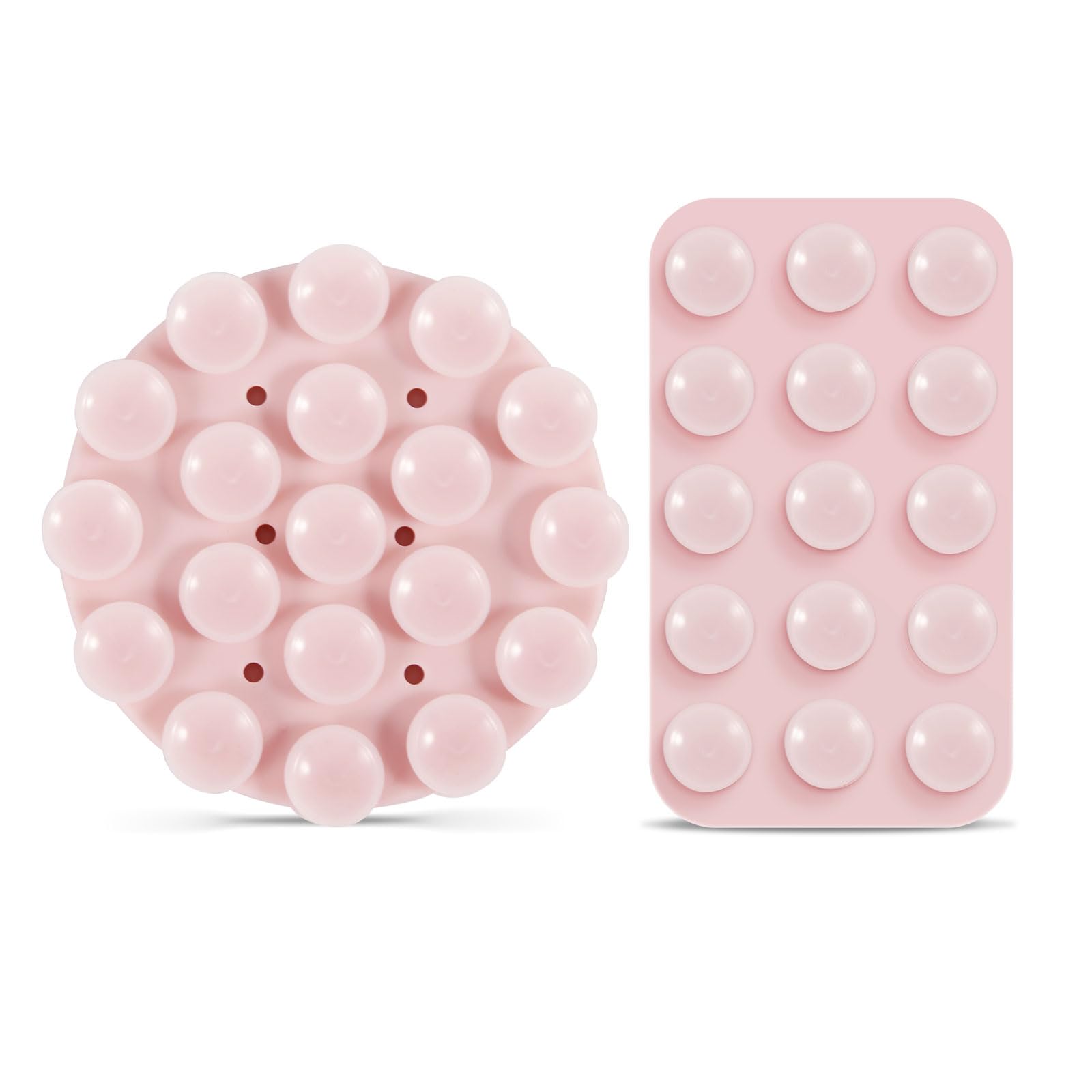 Support Téléphone Ventouse, Double Face Silicone Ventouse Téléphone Téléphone Poignée Adhésive Polyvalent Coque De Téléphone à Ventouse Pour Douche Miroir Voiture Selfies (Rose Clair